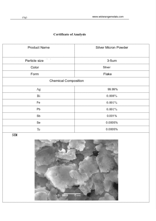 Poudre d'argent métallique 3-5 µm / 4800-2500 Mesh / Particules ultrafines d'Ag conducteur 99.99% d'argent – Image 5