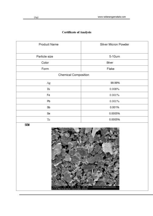 Poudre d'argent métallique 5-10 µm / 2500-1250 Mesh / Particules ultrafines d'argent conducteur 99.99% Silver – Image 5